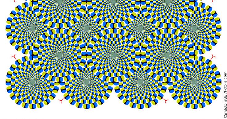 Grafik mit Mandalas, die zur optischer Täuschung führen